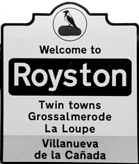 Royston road sign